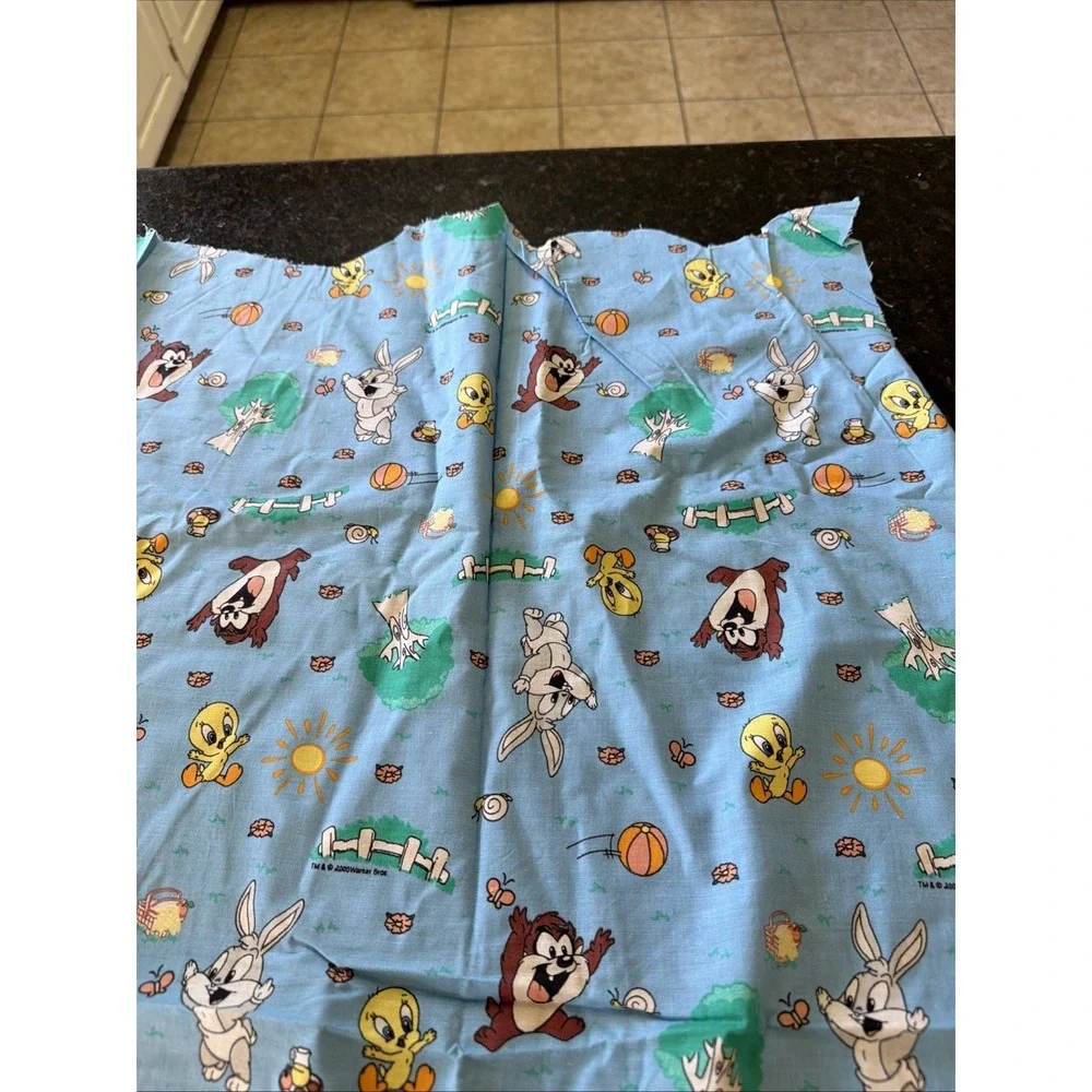 Baby Looney Tunes Vintage Fabric 2000 Warner Bros Nursery 44x38 Taz Tweety Bugs